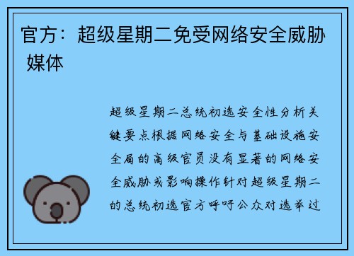 官方:超级星期二免受网络安全威胁 媒体